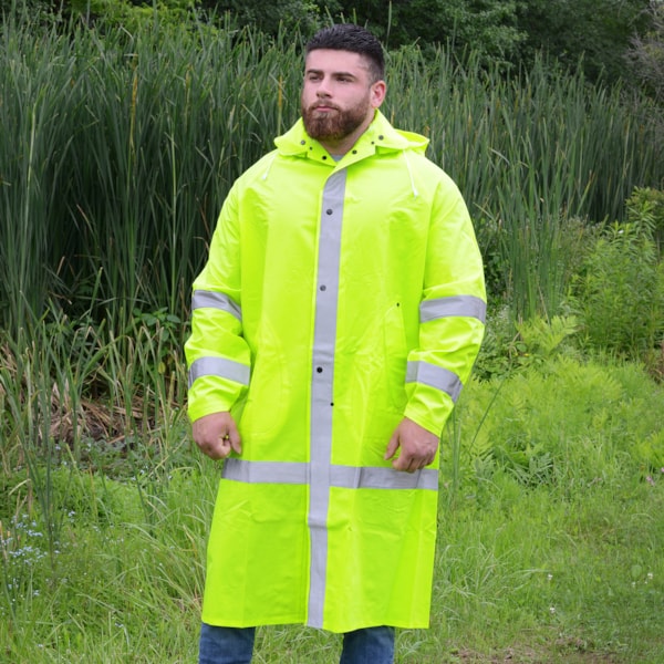 47" Lime Green Reflective Hi-Vis Raincoat