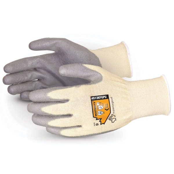 Dexterity® Polyurethane Palm Coated Kevlar® Blend String Knit Level A4 Cut Resistant Gloves