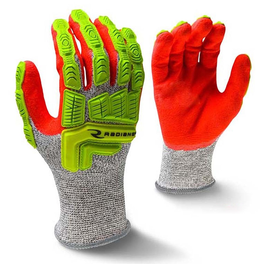 Hi-Vis Sandy Foam Nitrile Palm Coated Level A5 Cut Resistant Impact Gloves