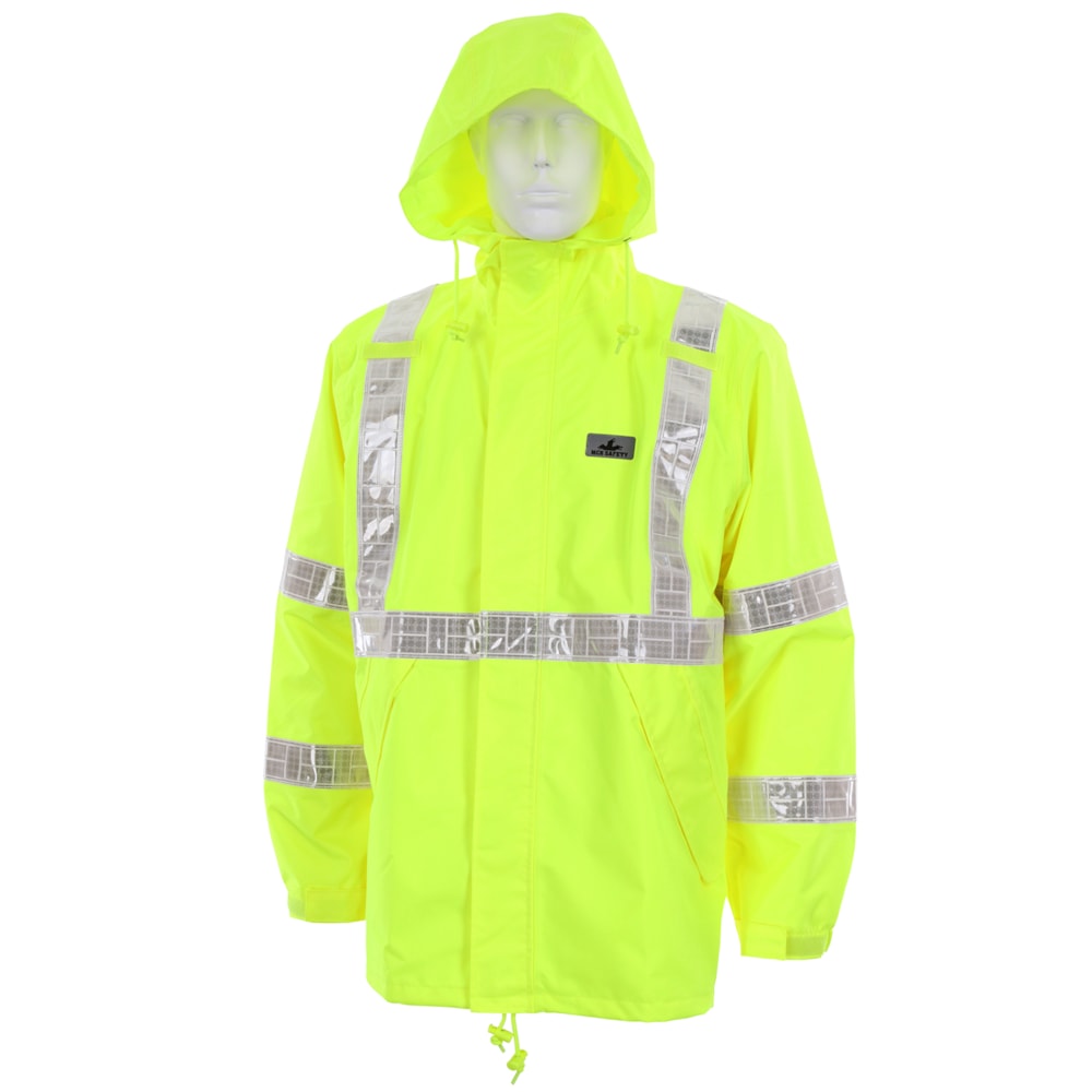 Luminator™ 598RJH 1-Piece Rainwear Jacket With Attached Drawstring Hood, Unisex, Polyurethane/Polyester, Resists: Water, ANSI/ISEA 107-2015 Type R Class 3