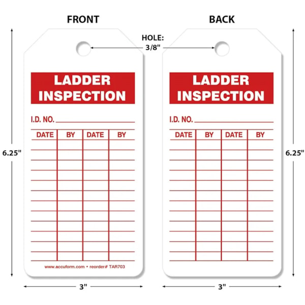 Ladder Inspection Safety Tag 250/Roll