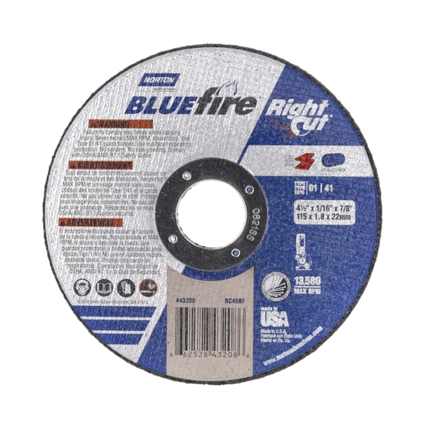 4-1/2" x .045" x 7/8" A AO Type 01/41 Right Angle Cut-Off Wheel