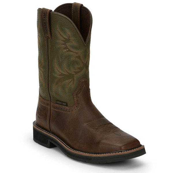 Mens Stampede Driller Brown/Green Steel Toe Work Boots