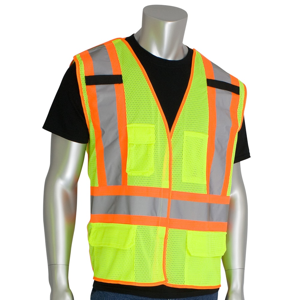 Lime Yellow 2-Tone 5-Point Breakaway ANSI Safety Vest