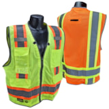 Type R Heavy Duty Class 2 Zipper Front Two Tone Hi-Vis Surveyor Safety Vest  thumbnail 2