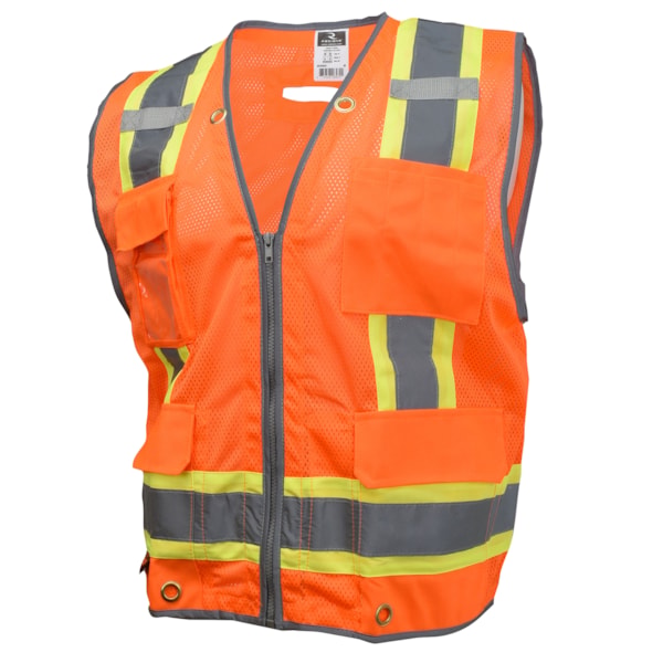 Type R Heavy Duty Class 2 Zipper Front Two Tone Hi-Vis Surveyor Safety Vest 
