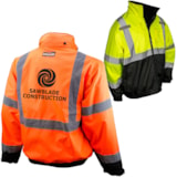 Class 3 Deluxe 3-in-1 Zip-Out Fleece Lined Traffic Safety Bomber Jacket, Custom Product Add Your Logo thumbnail 1