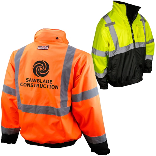 Class 3 Deluxe 3-in-1 Zip-Out Fleece Lined Traffic Safety Bomber Jacket, Custom Product Add Your Logo