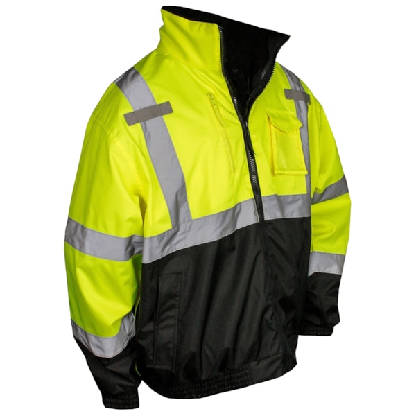 Class 3 Deluxe 3-in-1 Zip-Out Fleece Lined Traffic Safety Bomber Jacket, Custom Product Add Your Logo