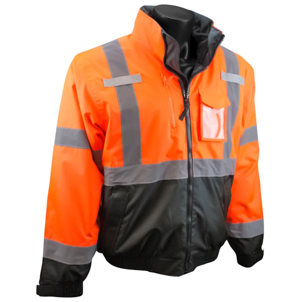 Class 3 Deluxe 3-in-1 Zip-Out Fleece Lined Traffic Safety Bomber Jacket, Custom Product Add Your Logo
