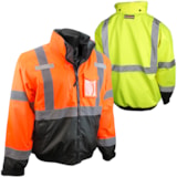 Class 3 Reflective Hi-Vis Deluxe 3-in-1 Zip-Out Fleece Lined Traffic Safety Bomber Jacket  thumbnail 4