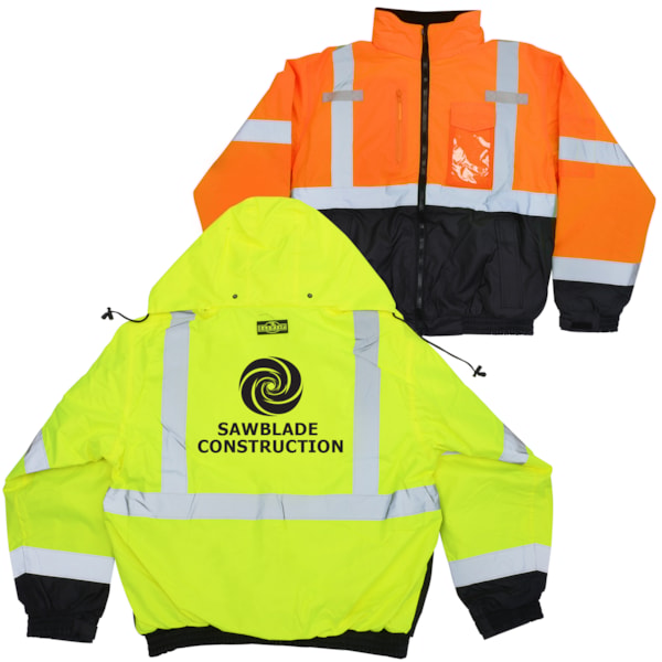 Class 3 Deluxe 3-in-1 Zip-Out Fleece Lined Traffic Safety Bomber Jacket, Custom Product Add Your Logo