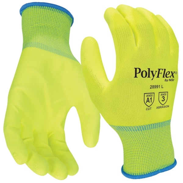 Hi-Vis Lime Polyurethane Palm Coated Nylon Gloves Vend Pack