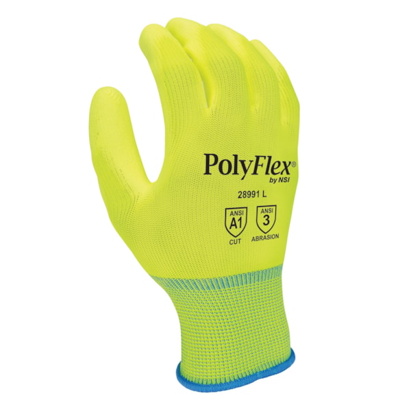 Hi-Vis Lime Polyurethane Palm Coated Nylon Gloves Vend Pack