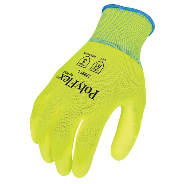 Hi-Vis Lime Polyurethane Palm Coated Nylon Gloves Vend Pack