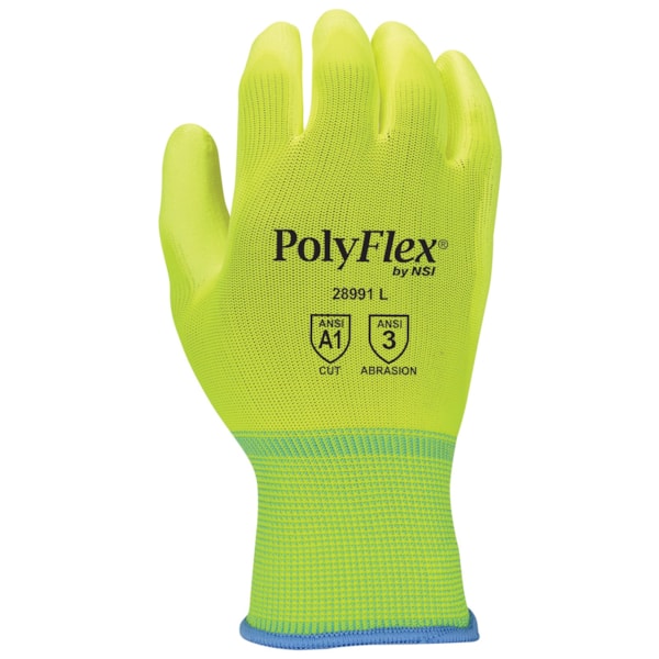 Hi-Vis Lime Polyurethane Palm Coated Nylon Gloves Vend Pack