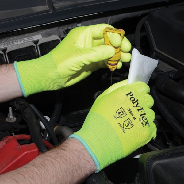 Hi-Vis Lime Polyurethane Palm Coated Nylon Gloves Vend Pack