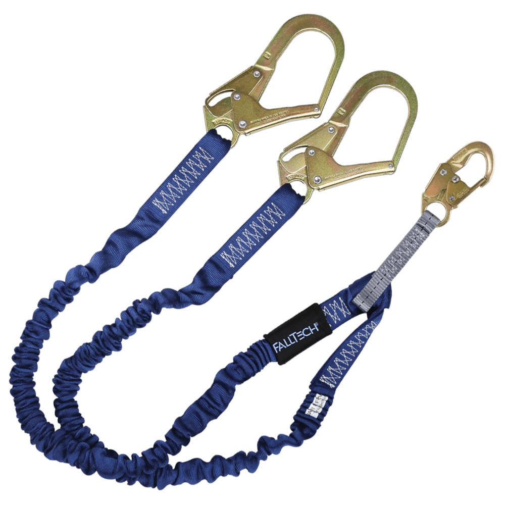4½' to 6' ElasTech® Energy Absorbing Lanyard, Double-leg with Steel Connectors