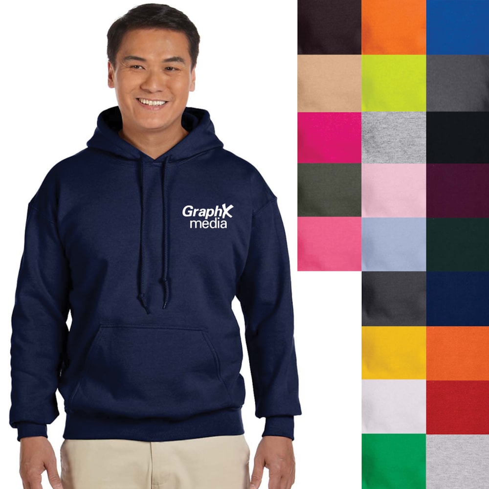 8 oz. Heavy Blend™ 50/50 Fleece Hooded Color Sweatshirt, Custom Product Add Your Logo