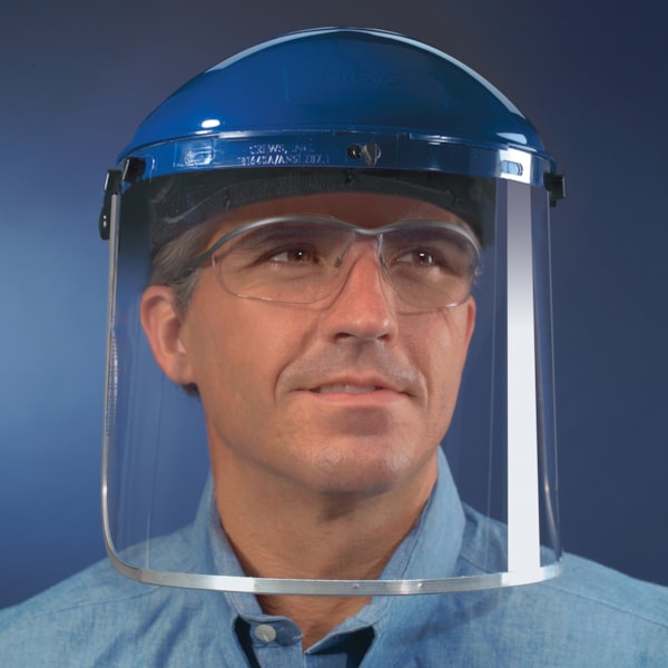 Safety Face Shield - Aluminum Bound Clear Impact Resistant PETG Material 8 Inches x 16 Inches .040 Inches Thickness