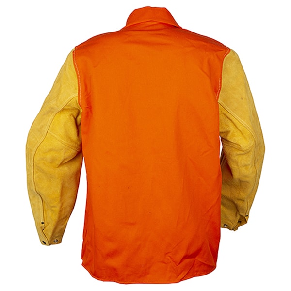 30'' Orange Fire Resistant Welding Jacket With Leather Sleeves
