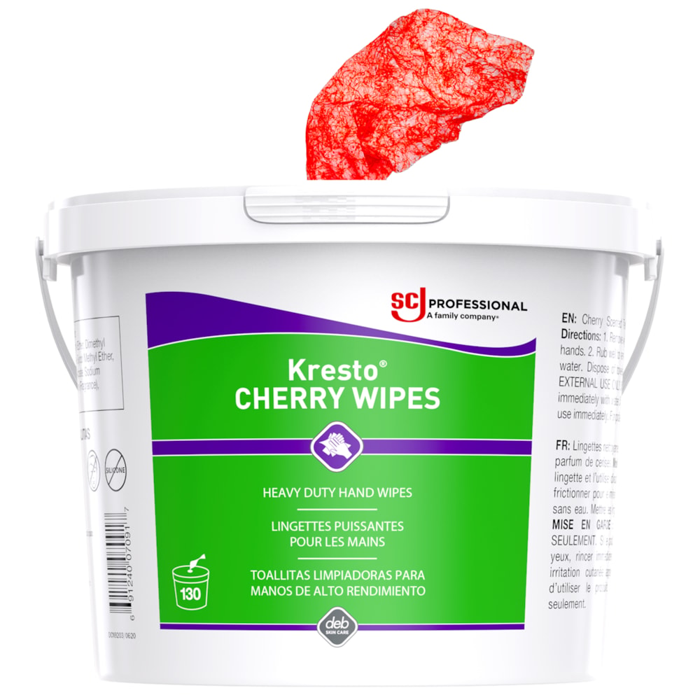 Cherry Wipes Super Heavy Duty Hand Wipes, 130/Canister