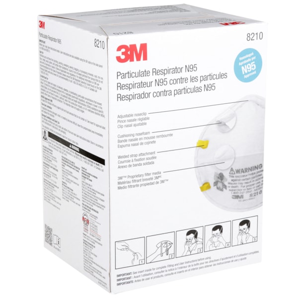 8210 N95 Standard Size Disposable Respirator Masks, 20/Box