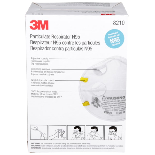 8210 N95 Standard Size Disposable Respirator Masks, 20/Box