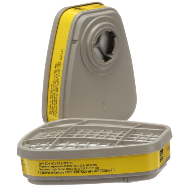 Organic Vapors/Acid Gases Respirator Cartridges, 2/Pack, For Use With 1/2 Mask and Full Face Respirators
