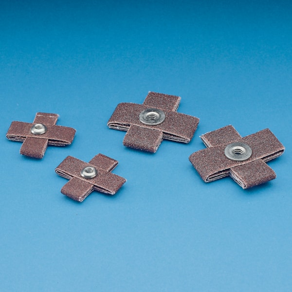 747D Cross Pad, 1-1/2 in L x 1-1/2 in W x 1/2 in THK, 1/4-20 Arbor, 80 Grit, Medium, Ceramic