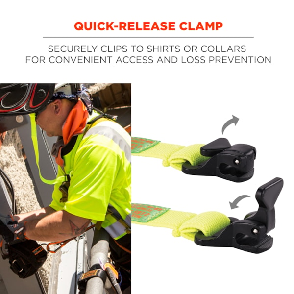 Squids® 3155 Elastic with Clamp Hard Hat Lanyard