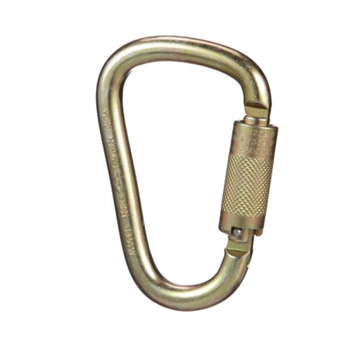 Steel Carabiner, 1" Gate Opening, Auto-Locking, ANSI Z359.12