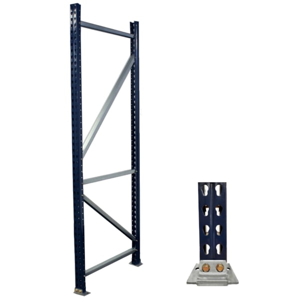 Blue Bolted Pallet Rack Frame, Teardrop Design – 192"H x 42"D,  20,867 lb. Capacity