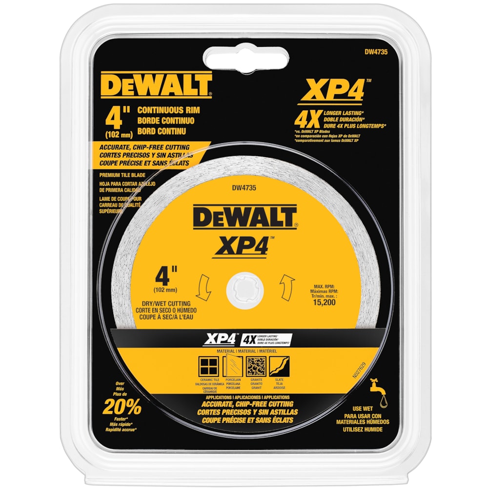 XP™ Continuous Rim Diamond Saw Blade, 4 in Dia Blade, 7/8 in Arbor/Shank, Wet/Dry Cutting