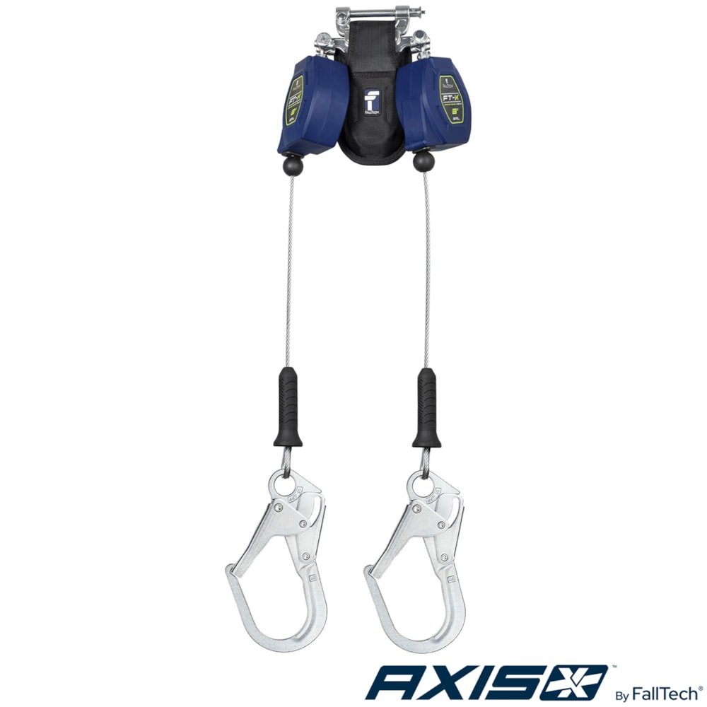 8' FT-X™ Cable Class 2 Leading Edge Personal SRL-P, Twin-leg with Steel Rebar Hooks
