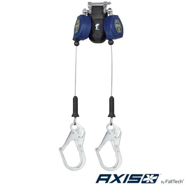 8' FT-X™ Cable Class 2 Leading Edge Personal SRL-P, Twin-leg with Steel Rebar Hooks