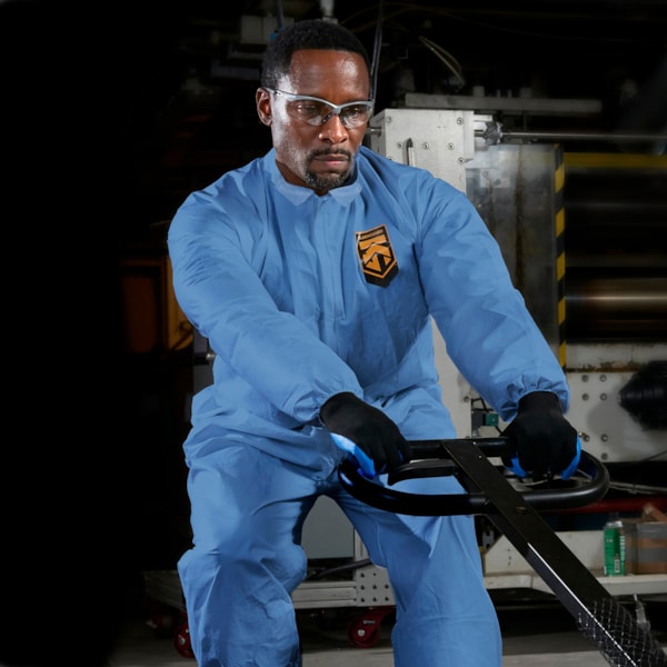 A20 Denim Blue Elastic Back, Wrists, & Ankles Breathable Disposable Coveralls