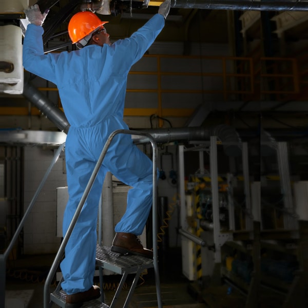 A20 Denim Blue Elastic Back, Wrists, & Ankles Breathable Disposable Coveralls