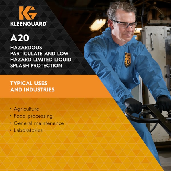 A20 Denim Blue Hood, Elastic Back, Wrists, & Ankles Breathable Disposable Coveralls