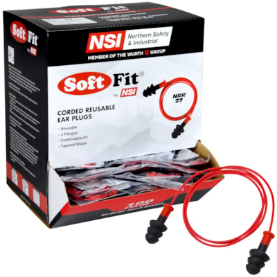 NRR 27 Corded Reusable Dielectric Ear Plugs 100/Box