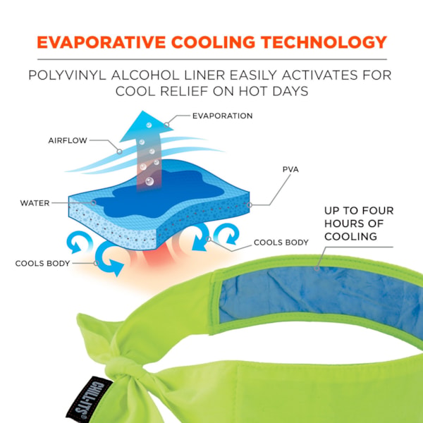 Chill-Its® 6700CT Evaporative Cooling Bandana, Lime Green
