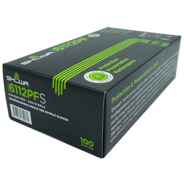 4 mil Powder-Free 9.5" Biodegradable Disposable Nitrile Gloves 100/Box