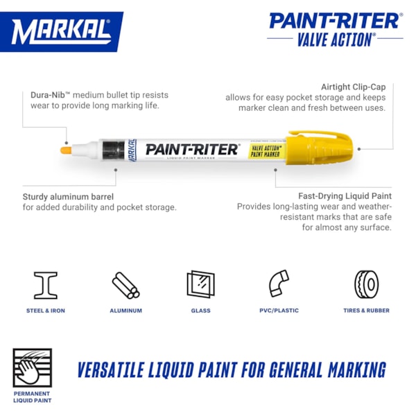Valve Action® Liquid Paint Industrial Markers, 12/Box