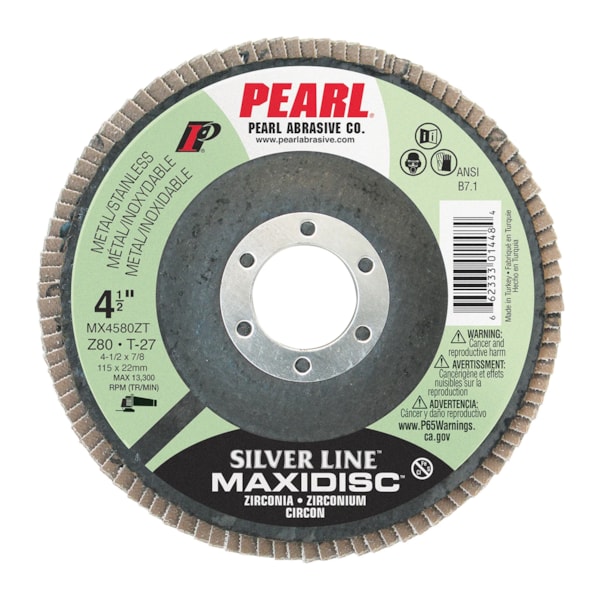 Silver Line™ Zirconia Maxidisc™ 4 1/2" x 7/8" Z80 Grit Type T27 Shape Abrasive Flap Wheel
