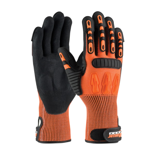 120-5150 High Performance General Purpose Gloves, Mechanic, Grip/Reinforced Style, Nitrile Palm, HPPE/Nitrile, Black/Orange, Resists: Abrasion, Cold, Puncture and Tear